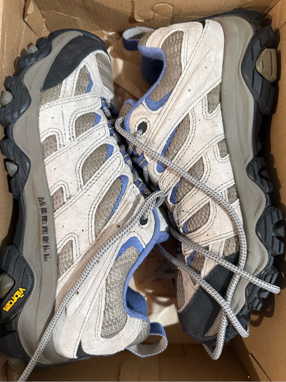 Merrell Moab 3 Hiking Shoes Womens 9.5 Aluminum Marlin Gray Blue Excellent